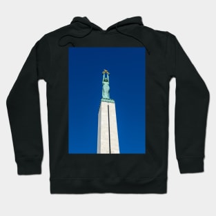 Figure of Liberty at the top of the Freedom Monument in Riga, Latvia Hoodie